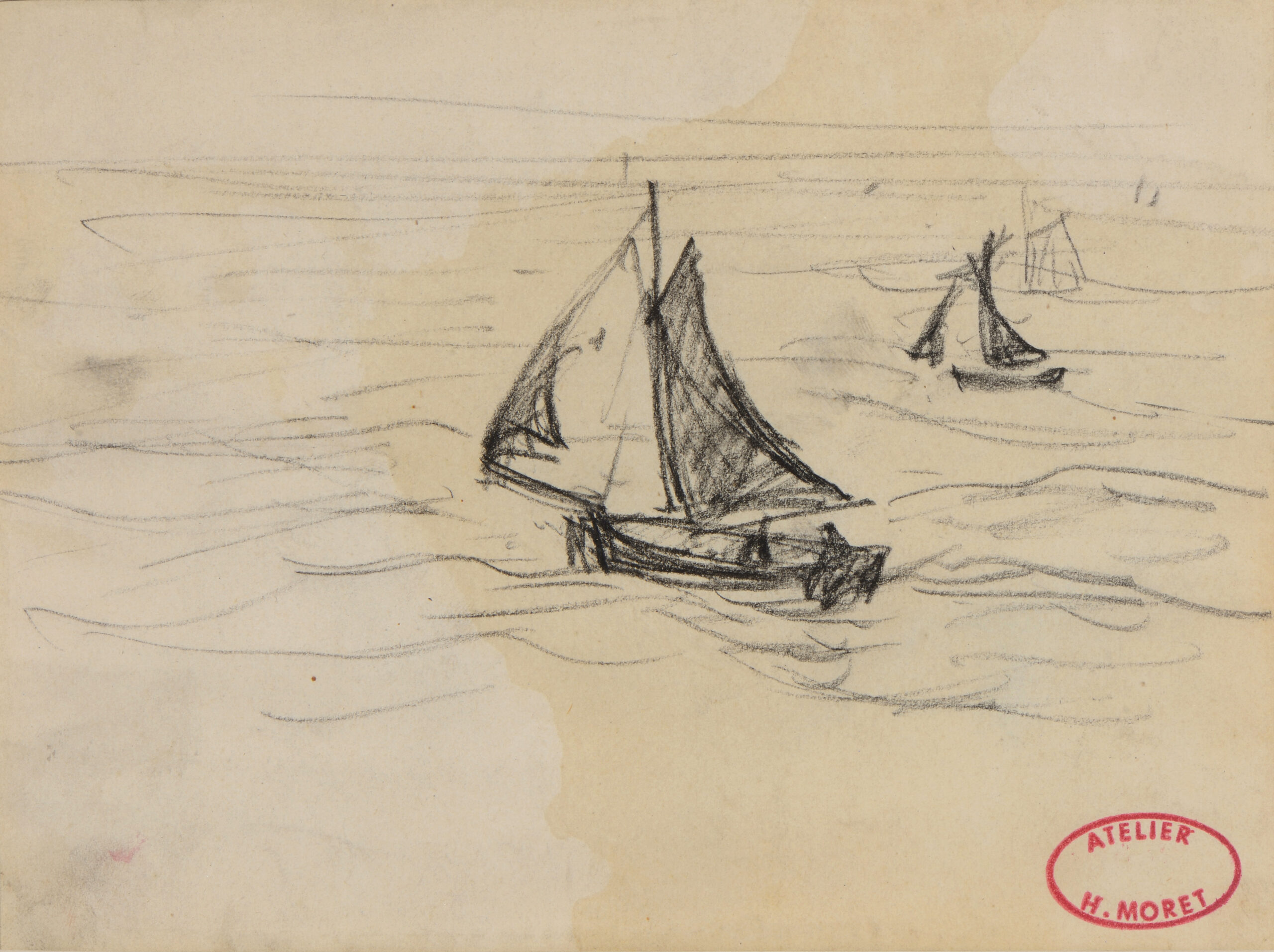 Image de l'oeuvre Bateaux à voile sur une mer agitée