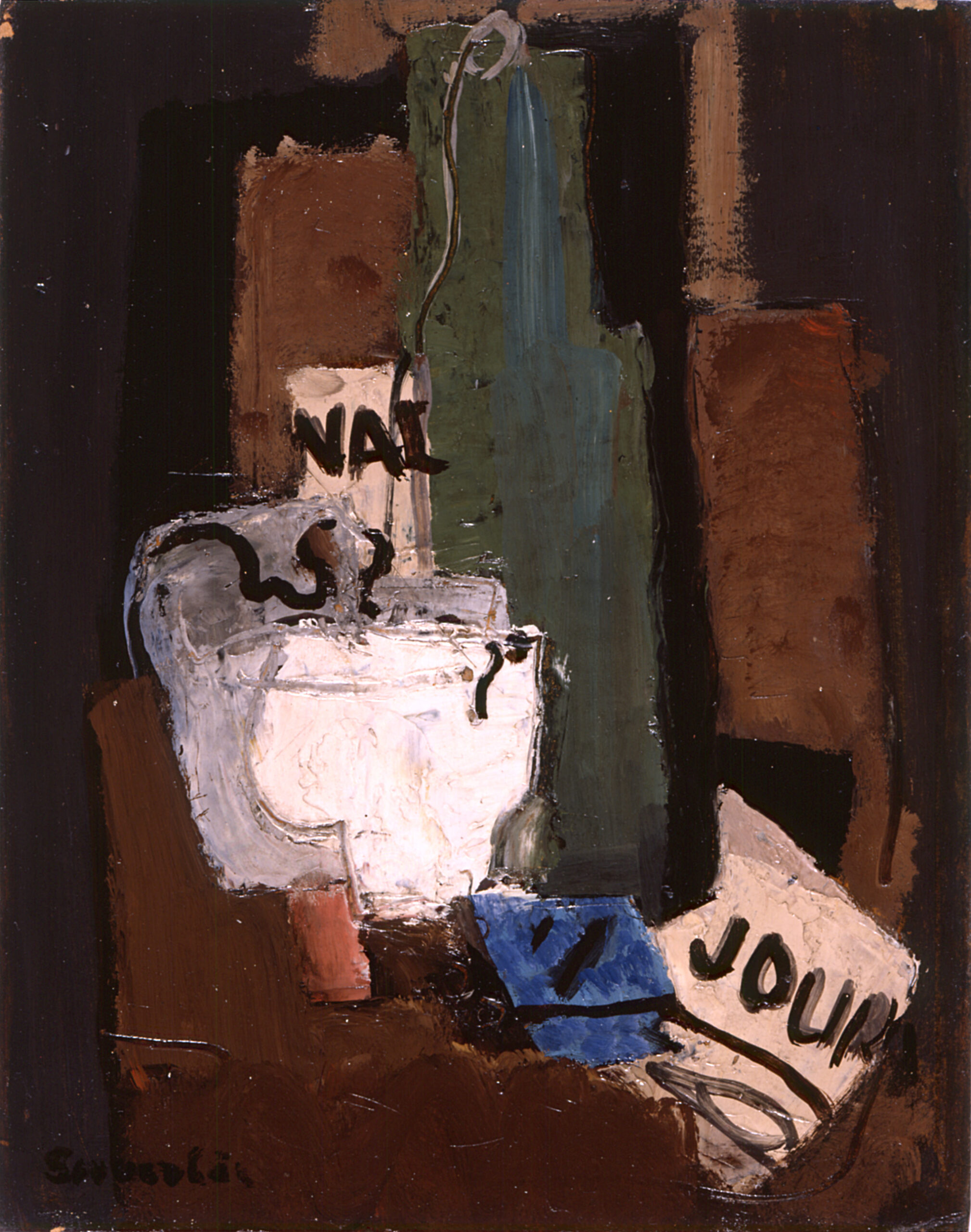 Image de l'oeuvre Nature morte au journal et à la bouteille