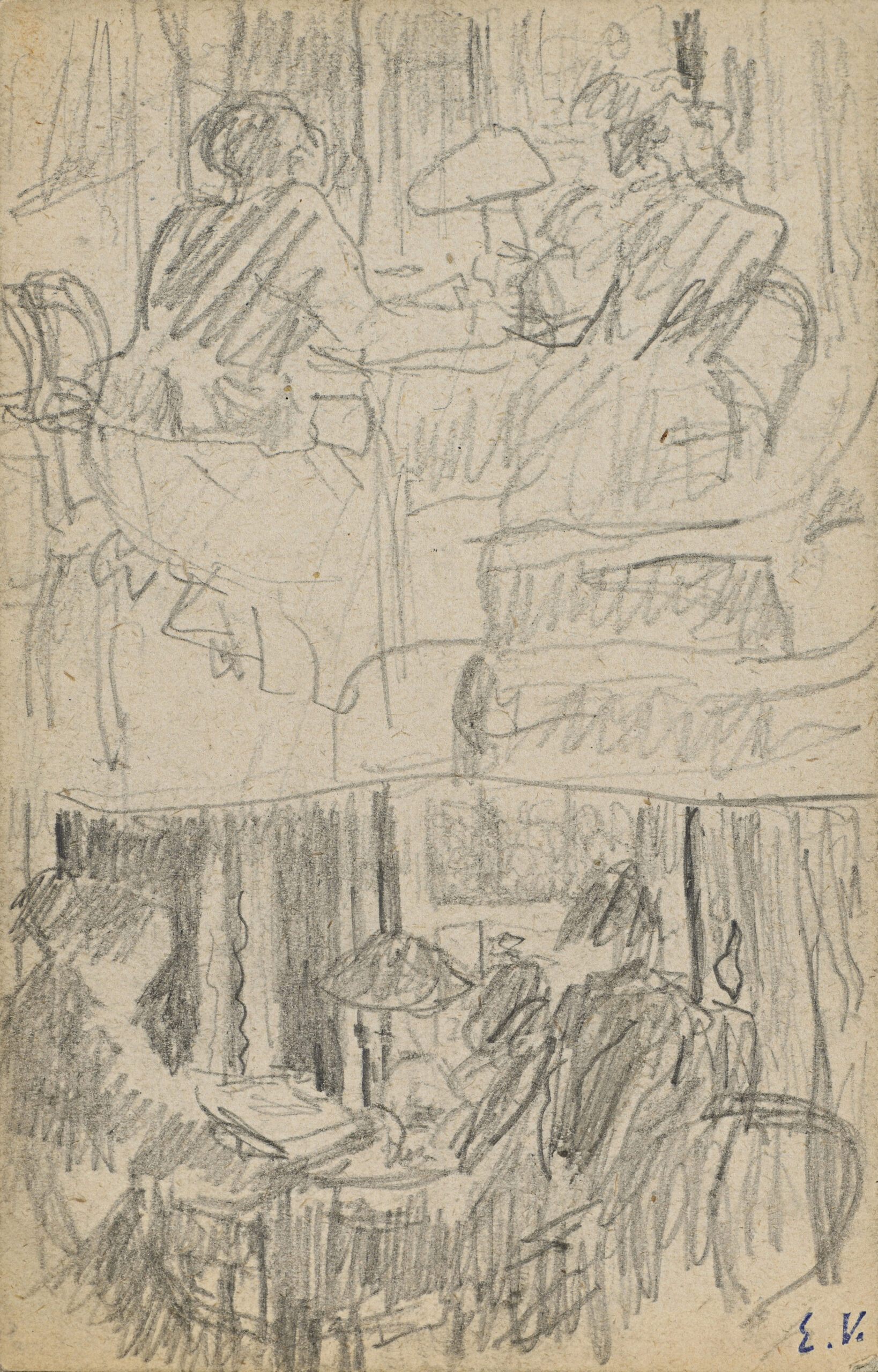 Image de l'oeuvre Feuille d&rsquo;étude pour Sous la lampe (IV-78)